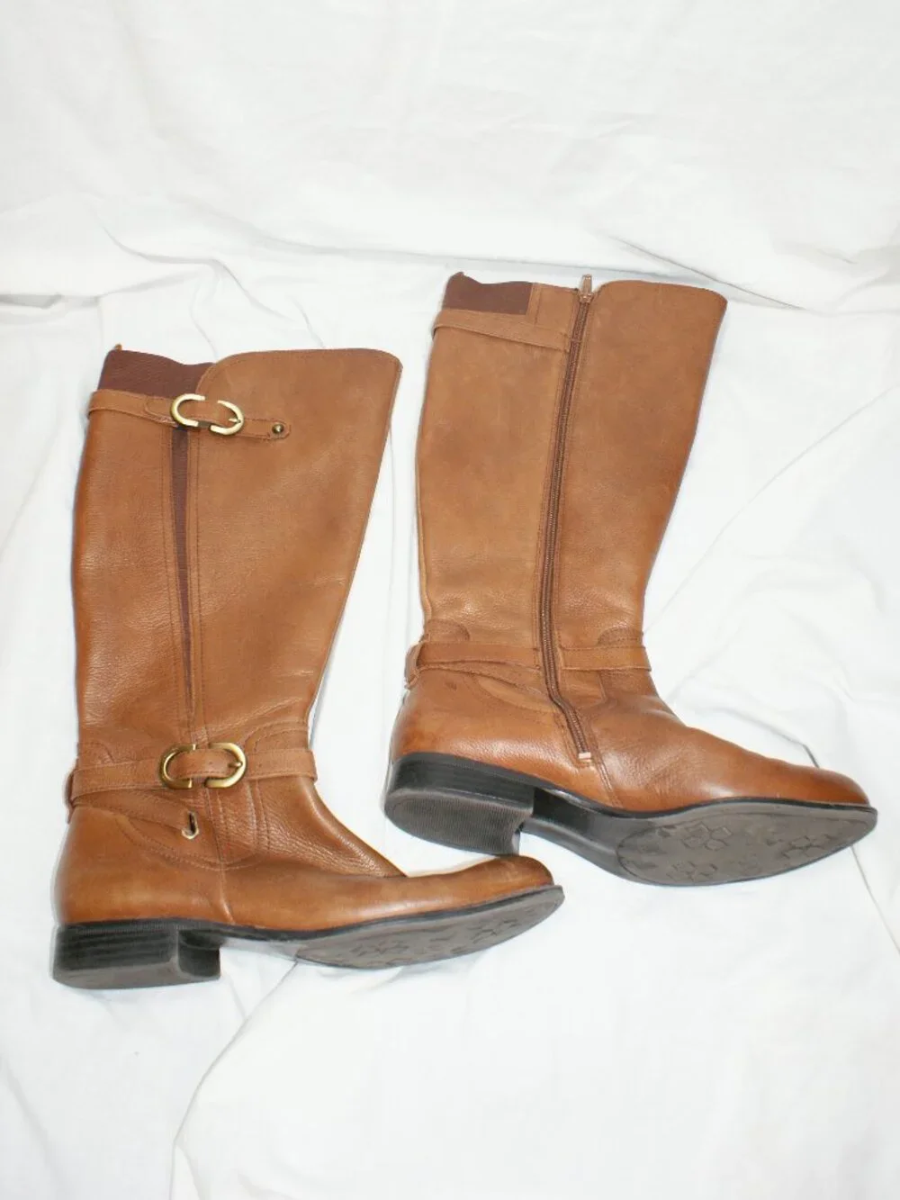 Naturalizer Tall Leather Wide Calf Riding Boots - Camel Brown - Size 8.5 - EUC